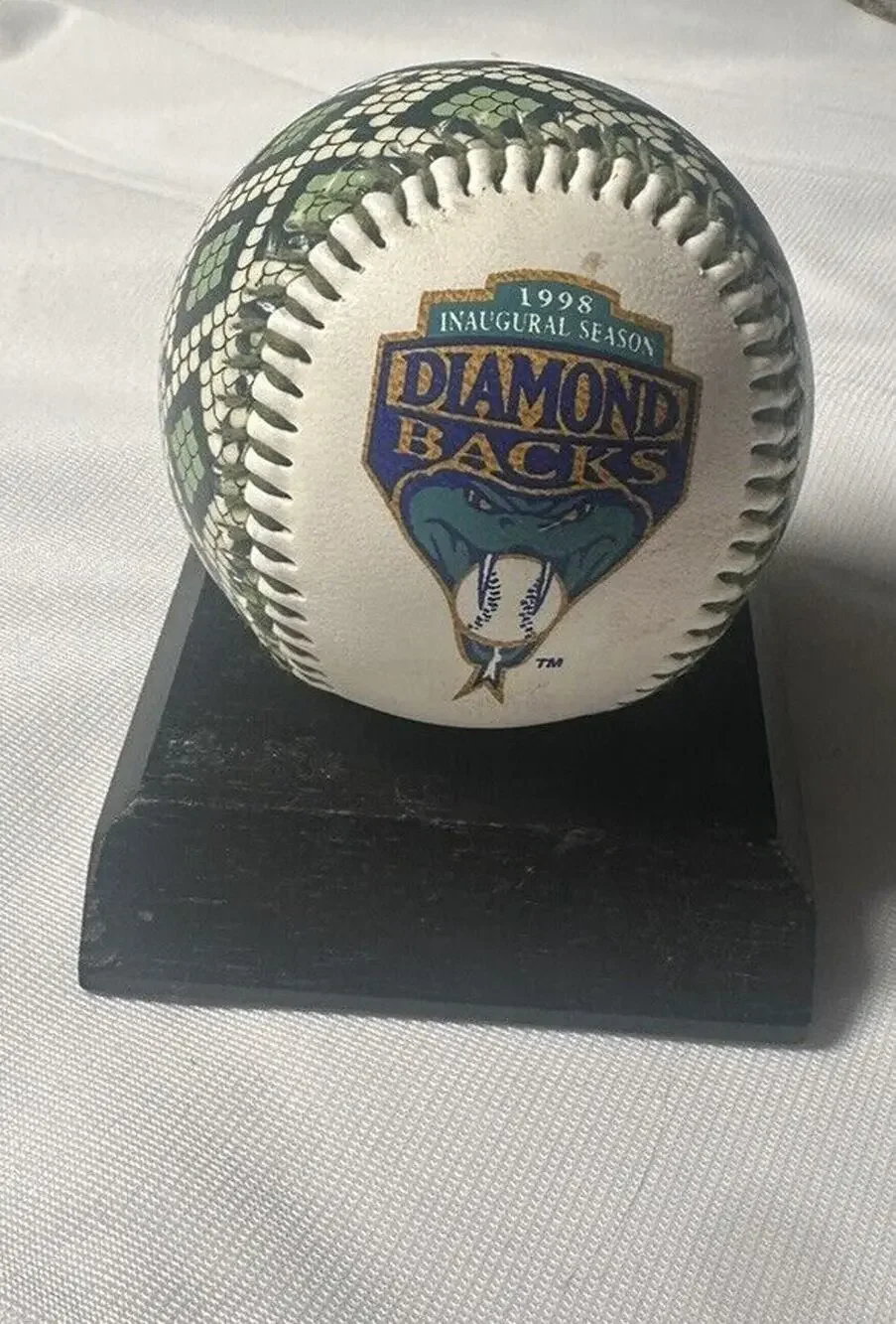 Vintage Arizona Diamondbacks Inaugural Season 1998 Snake Skin Baseball/Stand MLB